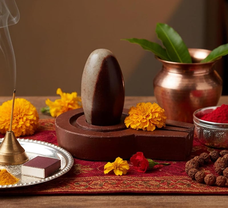 ESPLANADE Narmadeshwar Shivling Shiva Lingam Narmada Stone Jaladhari Narmada Stone for Temple Mandir Home - Brown - 4.25" Inches, Religious - Image 2